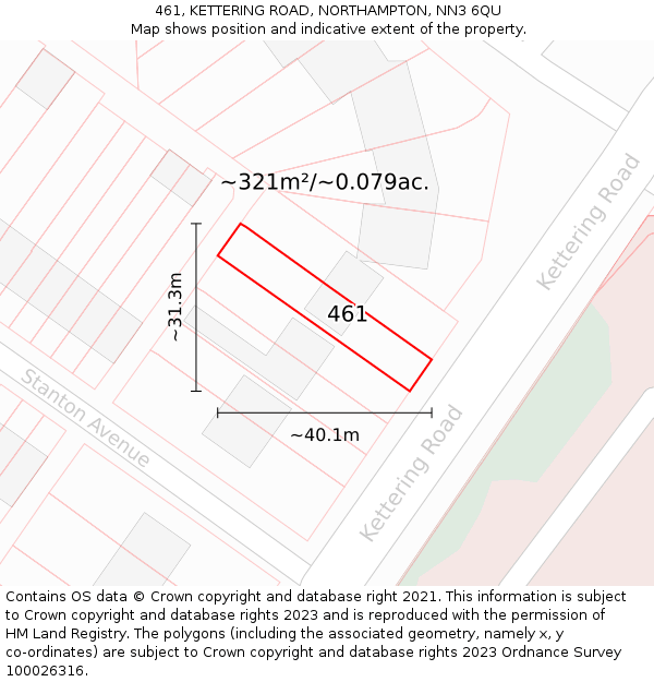 461, KETTERING ROAD, NORTHAMPTON, NN3 6QU: Plot and title map