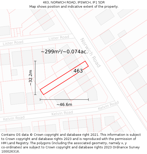 463, NORWICH ROAD, IPSWICH, IP1 5DR: Plot and title map