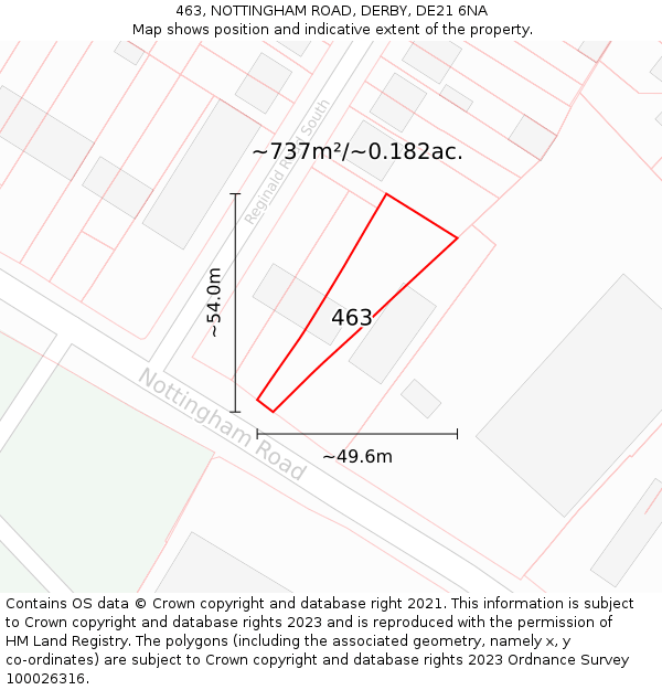 463, NOTTINGHAM ROAD, DERBY, DE21 6NA: Plot and title map