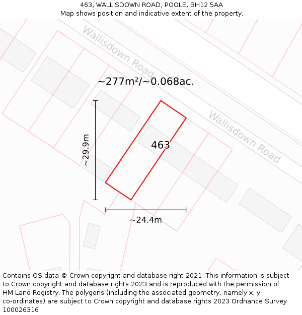 463, WALLISDOWN ROAD, POOLE, BH12 5AA: Plot and title map