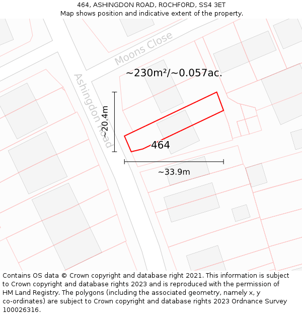 464, ASHINGDON ROAD, ROCHFORD, SS4 3ET: Plot and title map