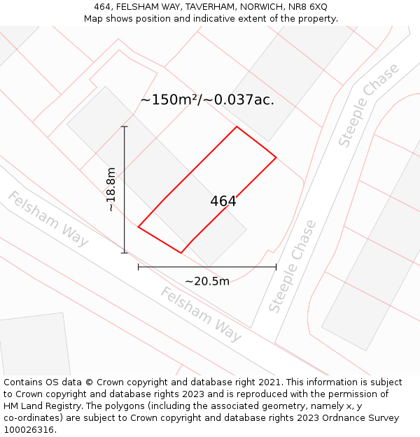 464, FELSHAM WAY, TAVERHAM, NORWICH, NR8 6XQ: Plot and title map