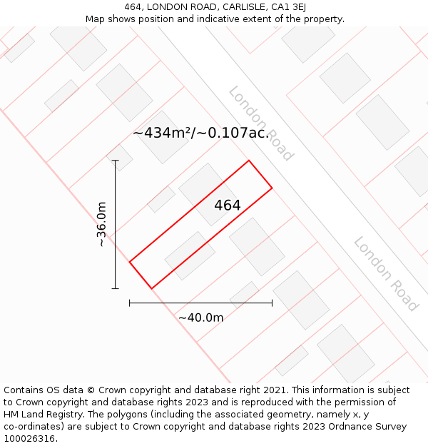 464, LONDON ROAD, CARLISLE, CA1 3EJ: Plot and title map