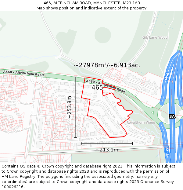 465, ALTRINCHAM ROAD, MANCHESTER, M23 1AR: Plot and title map