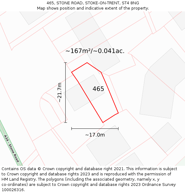 465, STONE ROAD, STOKE-ON-TRENT, ST4 8NG: Plot and title map