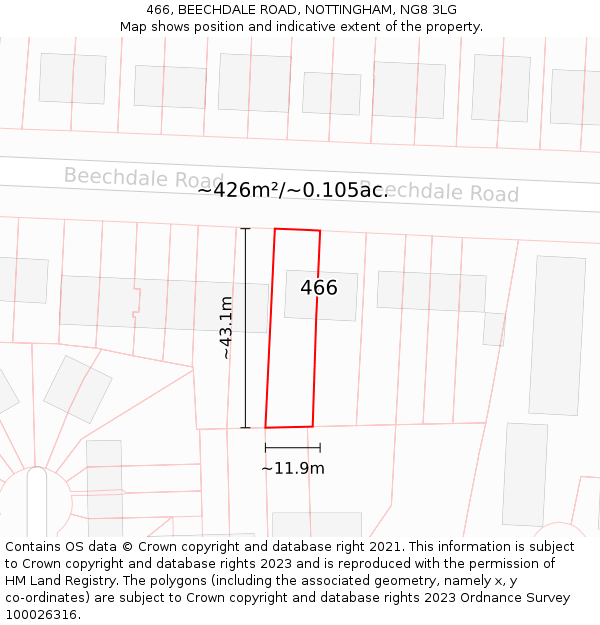 466, BEECHDALE ROAD, NOTTINGHAM, NG8 3LG: Plot and title map