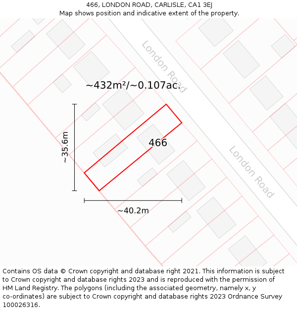 466, LONDON ROAD, CARLISLE, CA1 3EJ: Plot and title map
