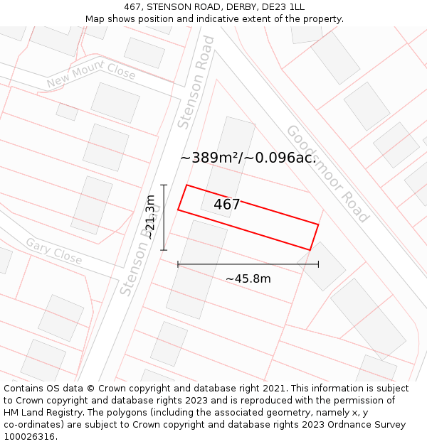 467, STENSON ROAD, DERBY, DE23 1LL: Plot and title map