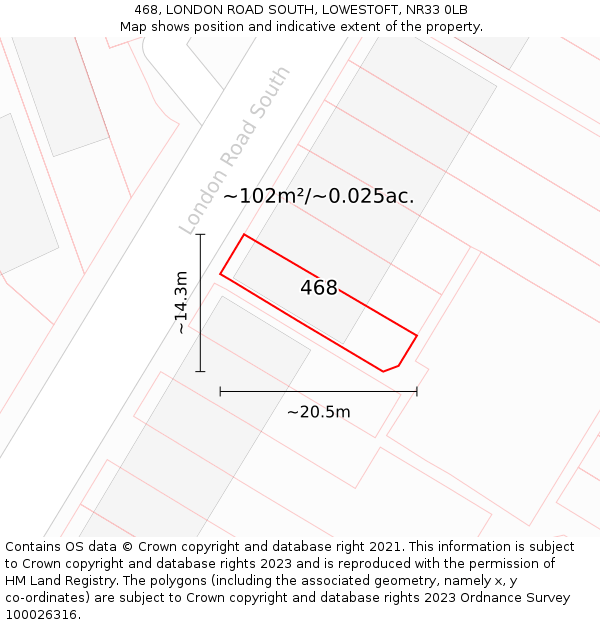 468, LONDON ROAD SOUTH, LOWESTOFT, NR33 0LB: Plot and title map