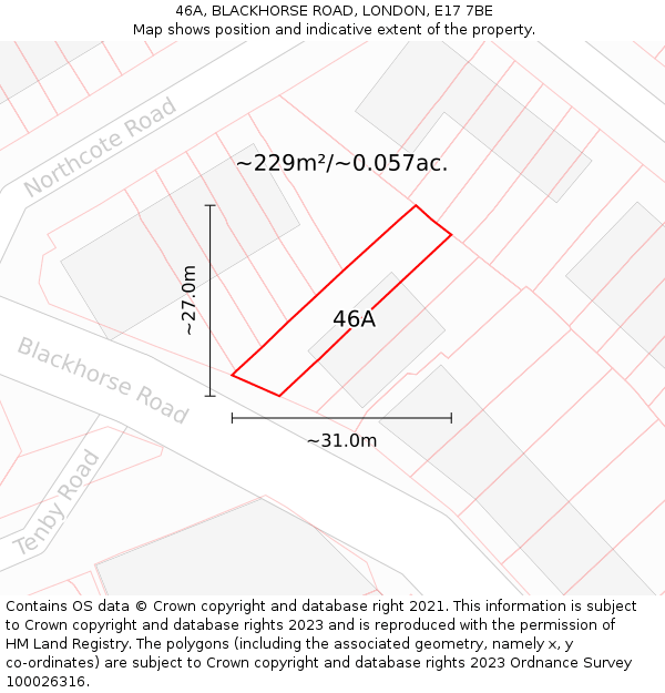 46A, BLACKHORSE ROAD, LONDON, E17 7BE: Plot and title map