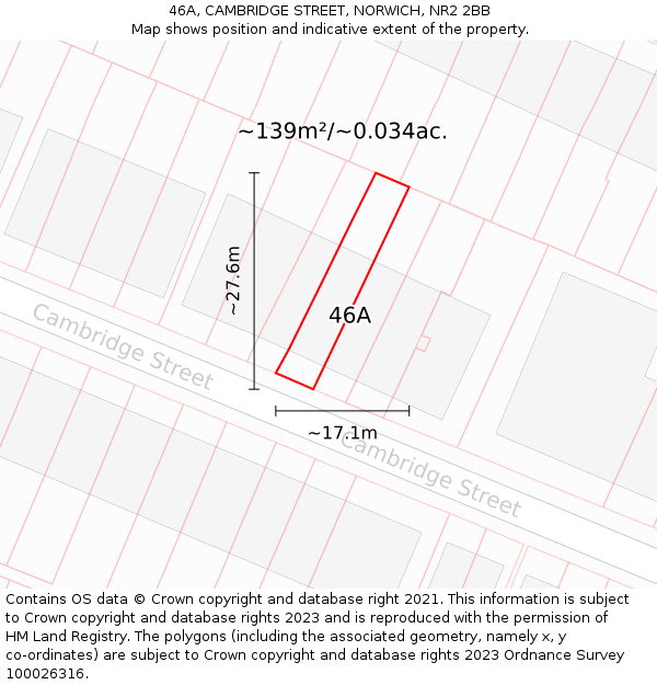 46A, CAMBRIDGE STREET, NORWICH, NR2 2BB: Plot and title map