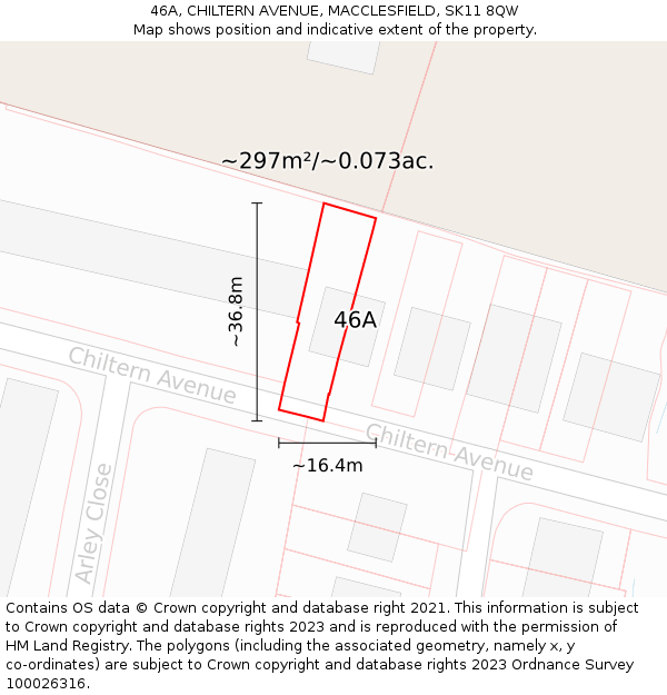 46A, CHILTERN AVENUE, MACCLESFIELD, SK11 8QW: Plot and title map