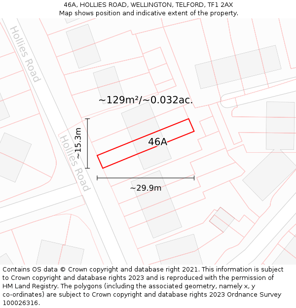 46A, HOLLIES ROAD, WELLINGTON, TELFORD, TF1 2AX: Plot and title map