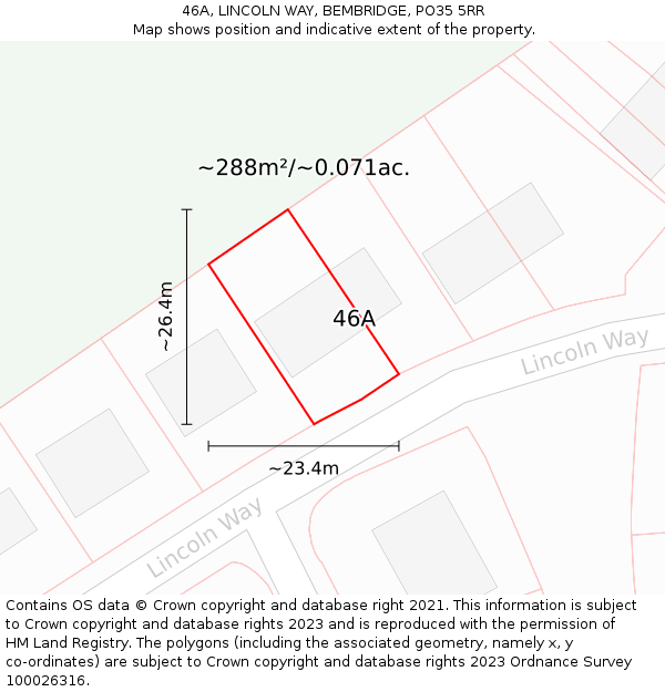 46A, LINCOLN WAY, BEMBRIDGE, PO35 5RR: Plot and title map