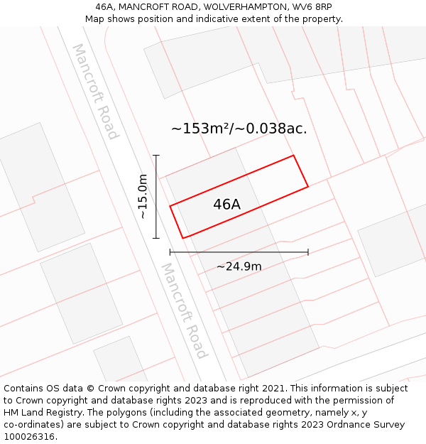 46A, MANCROFT ROAD, WOLVERHAMPTON, WV6 8RP: Plot and title map