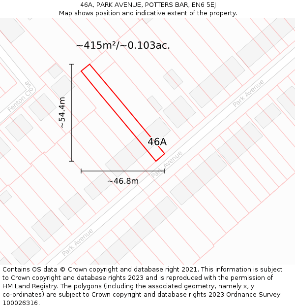 46A, PARK AVENUE, POTTERS BAR, EN6 5EJ: Plot and title map