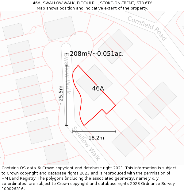 46A, SWALLOW WALK, BIDDULPH, STOKE-ON-TRENT, ST8 6TY: Plot and title map