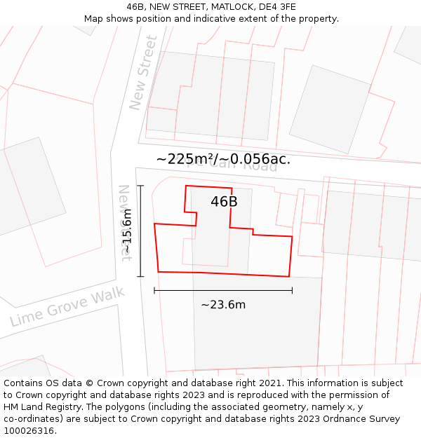 46B, NEW STREET, MATLOCK, DE4 3FE: Plot and title map