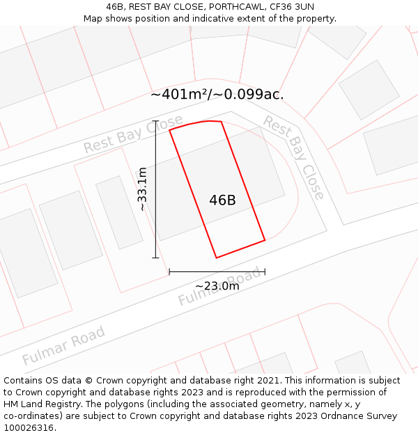 46B, REST BAY CLOSE, PORTHCAWL, CF36 3UN: Plot and title map
