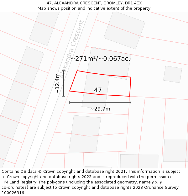 47, ALEXANDRA CRESCENT, BROMLEY, BR1 4EX: Plot and title map