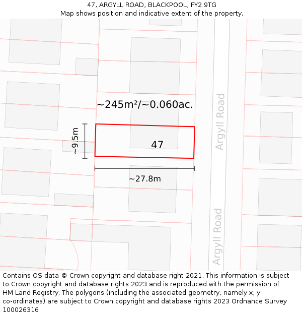 47, ARGYLL ROAD, BLACKPOOL, FY2 9TG: Plot and title map