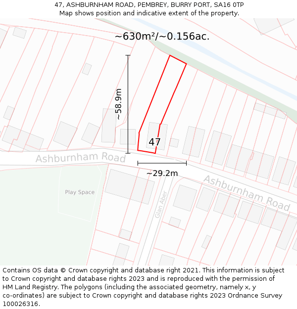 47, ASHBURNHAM ROAD, PEMBREY, BURRY PORT, SA16 0TP: Plot and title map