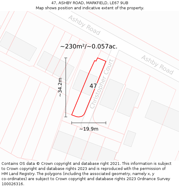 47, ASHBY ROAD, MARKFIELD, LE67 9UB: Plot and title map