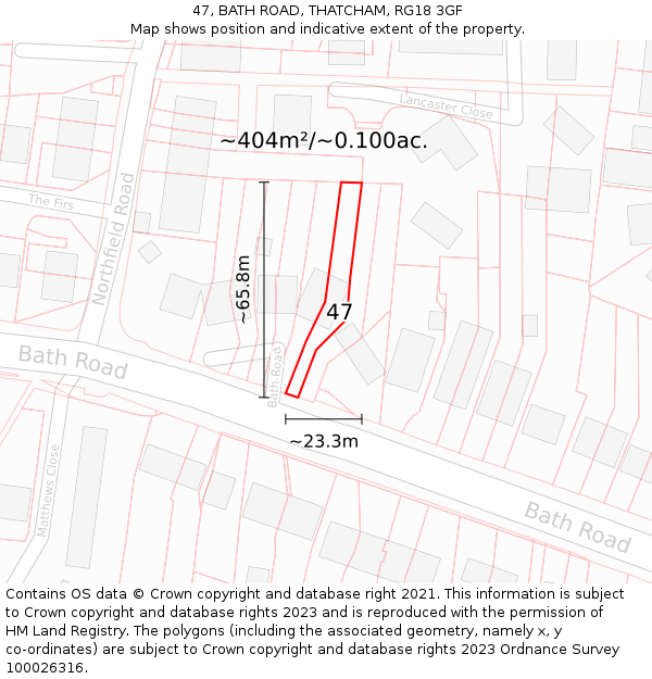 47, BATH ROAD, THATCHAM, RG18 3GF: Plot and title map