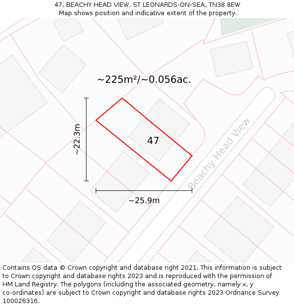 47, BEACHY HEAD VIEW, ST LEONARDS-ON-SEA, TN38 8EW: Plot and title map