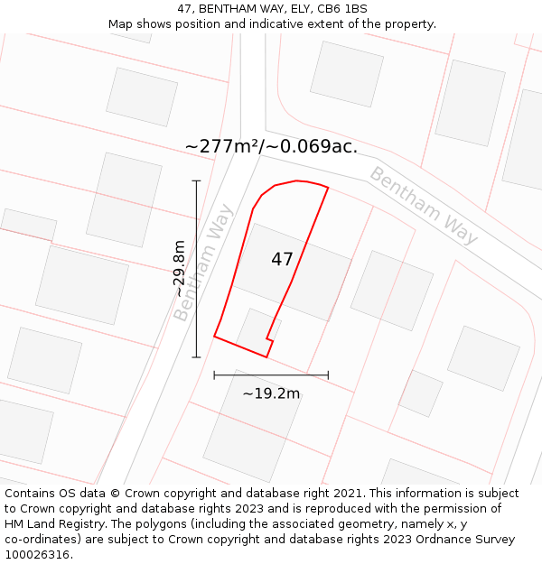 47, BENTHAM WAY, ELY, CB6 1BS: Plot and title map