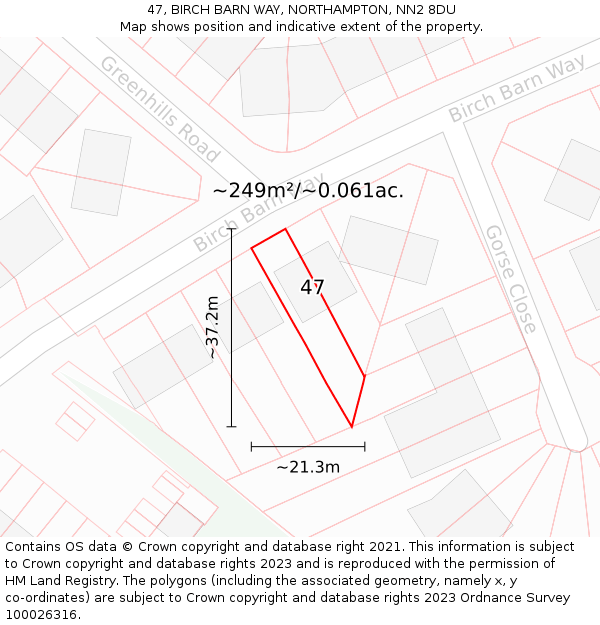 47, BIRCH BARN WAY, NORTHAMPTON, NN2 8DU: Plot and title map