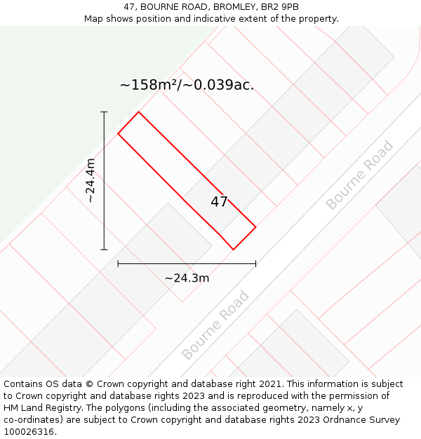 47, BOURNE ROAD, BROMLEY, BR2 9PB: Plot and title map