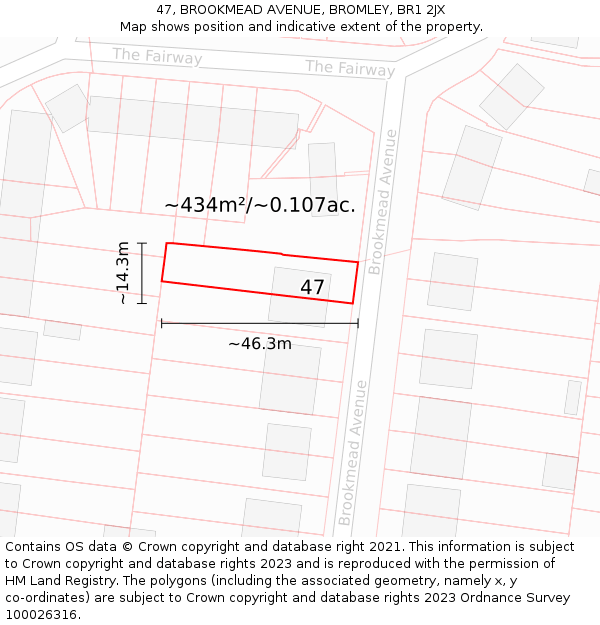 47, BROOKMEAD AVENUE, BROMLEY, BR1 2JX: Plot and title map