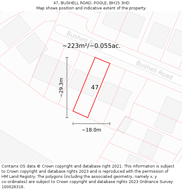 47, BUSHELL ROAD, POOLE, BH15 3HD: Plot and title map