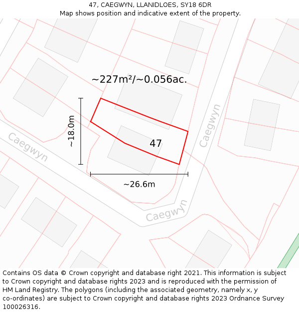 47, CAEGWYN, LLANIDLOES, SY18 6DR: Plot and title map