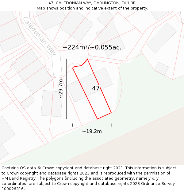 47, CALEDONIAN WAY, DARLINGTON, DL1 3RJ: Plot and title map