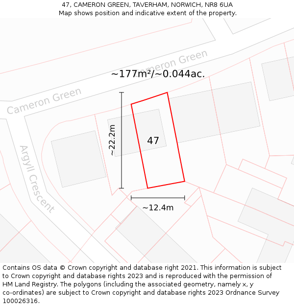 47, CAMERON GREEN, TAVERHAM, NORWICH, NR8 6UA: Plot and title map