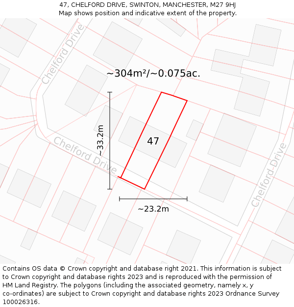 47, CHELFORD DRIVE, SWINTON, MANCHESTER, M27 9HJ: Plot and title map