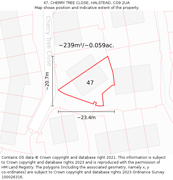 47, CHERRY TREE CLOSE, HALSTEAD, CO9 2UA: Plot and title map