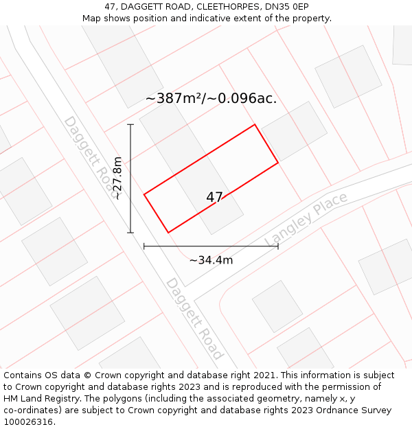 47, DAGGETT ROAD, CLEETHORPES, DN35 0EP: Plot and title map