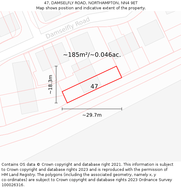 47, DAMSELFLY ROAD, NORTHAMPTON, NN4 9ET: Plot and title map