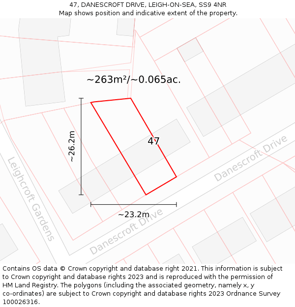 47, DANESCROFT DRIVE, LEIGH-ON-SEA, SS9 4NR: Plot and title map