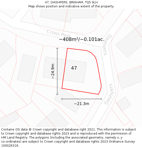 47, DASHPERS, BRIXHAM, TQ5 9LH: Plot and title map