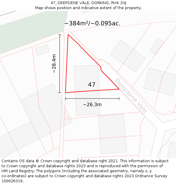 47, DEEPDENE VALE, DORKING, RH4 1NJ: Plot and title map