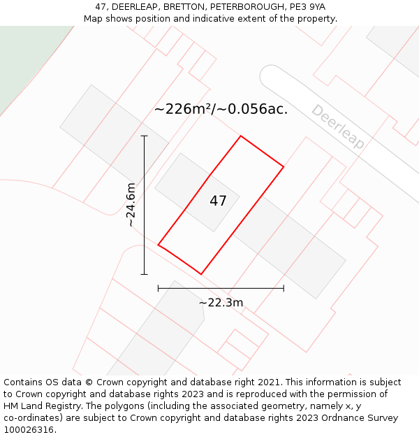 47, DEERLEAP, BRETTON, PETERBOROUGH, PE3 9YA: Plot and title map