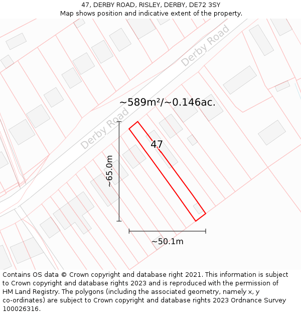 47, DERBY ROAD, RISLEY, DERBY, DE72 3SY: Plot and title map