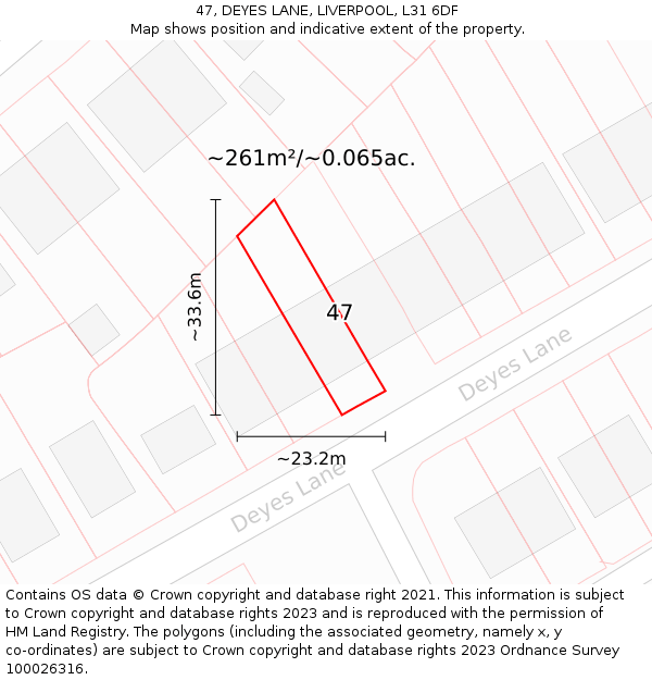 47, DEYES LANE, LIVERPOOL, L31 6DF: Plot and title map
