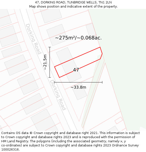 47, DORKING ROAD, TUNBRIDGE WELLS, TN1 2LN: Plot and title map