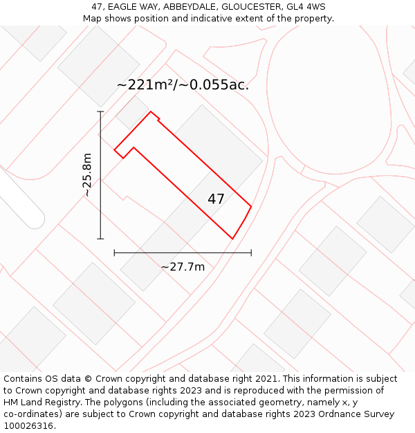 47, EAGLE WAY, ABBEYDALE, GLOUCESTER, GL4 4WS: Plot and title map