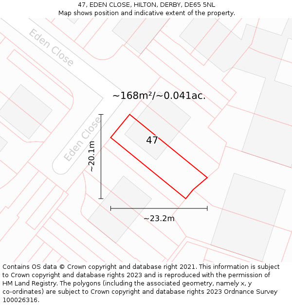 47, EDEN CLOSE, HILTON, DERBY, DE65 5NL: Plot and title map
